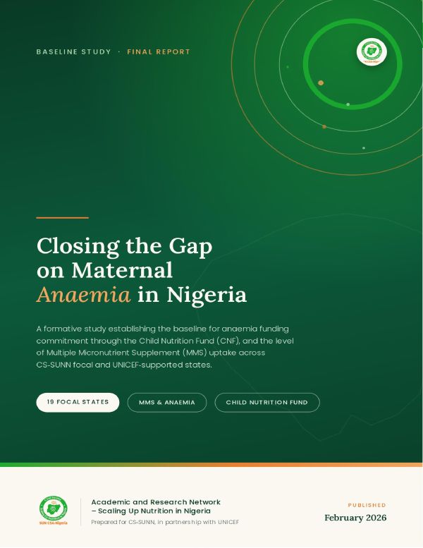 Cover of Closing the Gap on Maternal Anaemia in Nigeria: Baseline Study